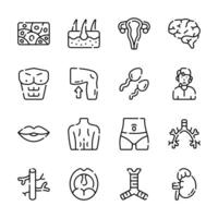 Grab this latest bundle of bioscience and human anatomy outline style icons vector