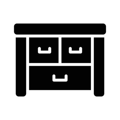A modern glyph icon of sleek office table