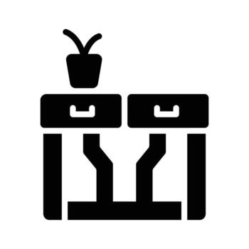 A visually engaging glyph icon of console table vector