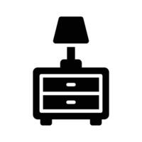 A customizable glyph icon of bedside nightstand vector
