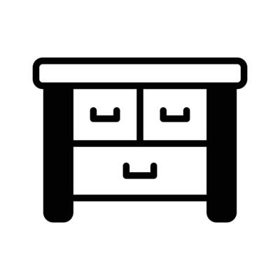 A modern glyph icon of sleek office table.