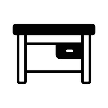 A stylish glyph icon of modern computer table. vector