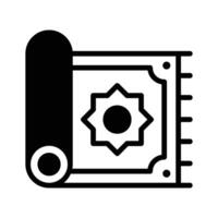 A customizable glyph icon of rolled home carpet. vector