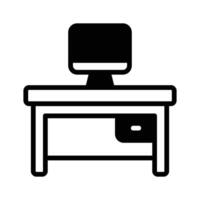 A premium glyph icon of monitor stand table. vector