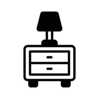 A customizable glyph icon of bedside nightstand. vector