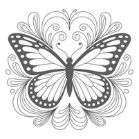 Gray Butterfly Floral Design Element Monochrome Insect Wings Pattern vector