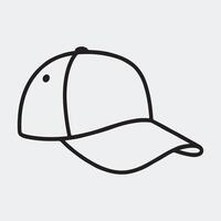 Simple Black Line Drawing of a Classic Baseball Cap vector