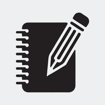 Simple Monochrome Icon of a Notebook with Cover and Binding vector