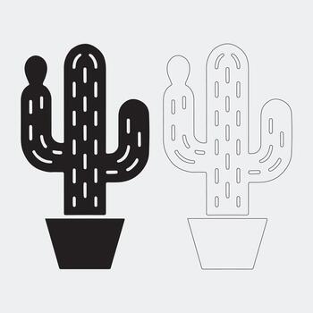 Bold Silhouette of a Simple Cactus in a Pot for Design Use vector