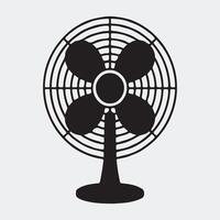 Solid Black Icon of a Classic Table Fan in Minimalist Style vector