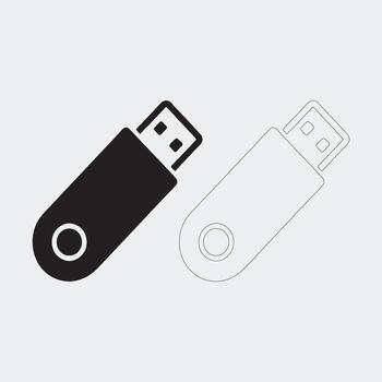 Simple Glyph Icon of a USB Flash Drive for Tech and Storage Themes vector