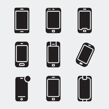 Assorted Solid Black Smartphone Icons for Mobile and Communication vector