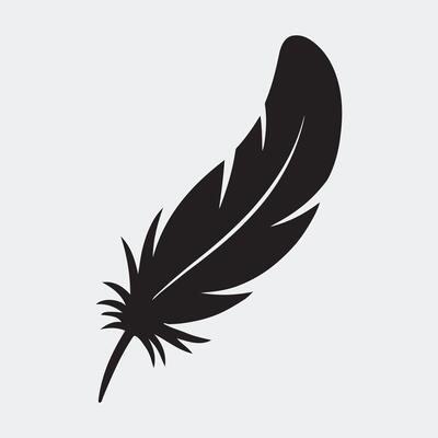 Solid Black Feather Silhouette Icon on Light Gray Background