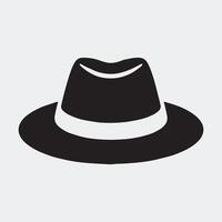 Solid Black Icon of a Classic Fedora Hat vector