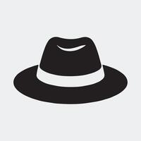 Clean Solid Fedora Hat Symbol in Simple Black Design vector
