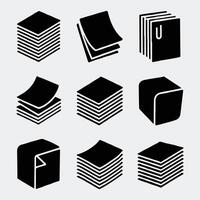 Bold Silhouette Icons of Paper Stacks with Different Arrangements vector