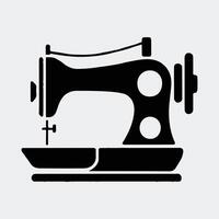 Solid Black Silhouette of a Vintage Sewing Machine vector
