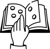 A sketchy style icon representing braille book vector