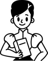 A hand drawn style icon of librarian vector