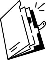 A doodle style icon showing file folder vector