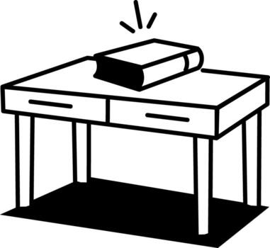A sketchy style icon representing study table vector