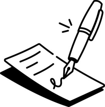 A sketchy style icon representing signing vector