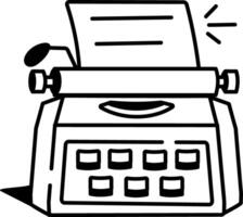A doodle style icon showing typewriter vector