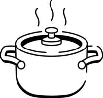 A sketchy style icon representing cooking pot vector