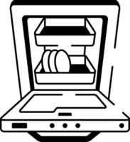 A doodle style icon showing dishwasher vector
