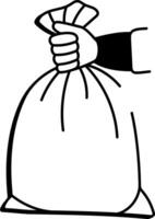A hand drawn style icon showing garbage bag vector