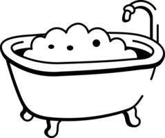 A hand drawn style icon showing bathtub vector