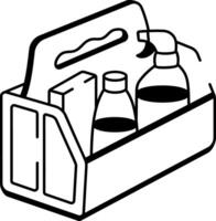 A sketchy style icon representing cleaning box vector