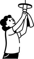 A doodle style icon showing cleaning light vector