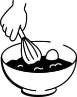 A hand drawn style icon showing egg beating vector