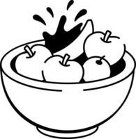 A doodle style icon showing washing fruit vector