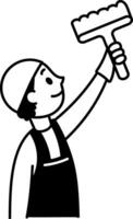 A drawing style icon depicting window cleaner vector