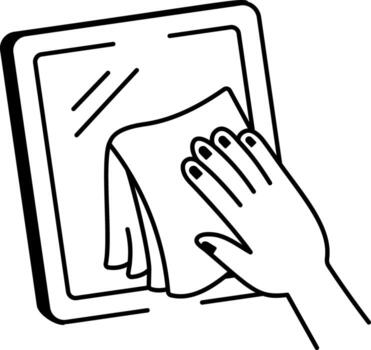 A sketchy style icon representing wiping mirror vector