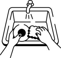 A sketchy style icon representing washing dishes vector