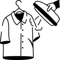 A hand drawn style icon showing garment steamer vector