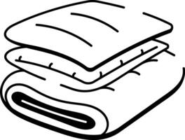 A drawing style icon depicting folding duvet vector