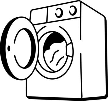 A sketchy style icon representing laundry machine vector