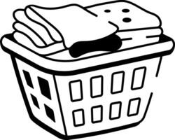 A doodle style icon showing laundry basket vector