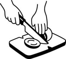 A doodle style icon showing onion chopping vector