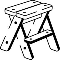 A sketchy style icon representing folding stool vector