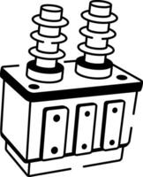A drawing style icon showing power transformer vector