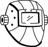 A hand drawn style icon depicting welding helmet vector