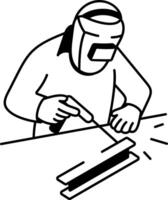 A doodle style icon showing a welder in action vector