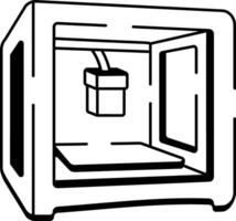 A drawing style icon showing 3d printer vector