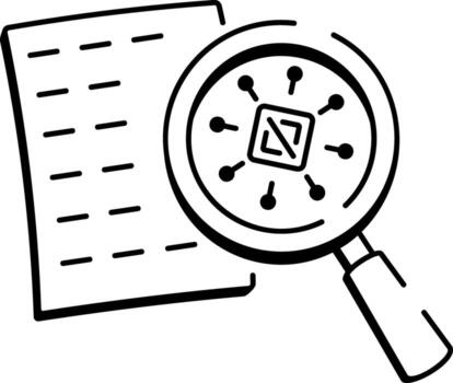 A drawing style icon showing code review vector
