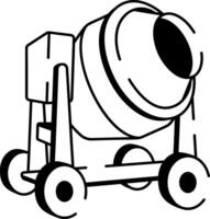 A doodle style icon showing concrete mixer vector